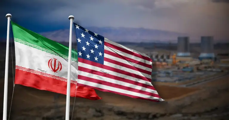 ইরান ও যুক্তরাষ্ট্রের পতাকা